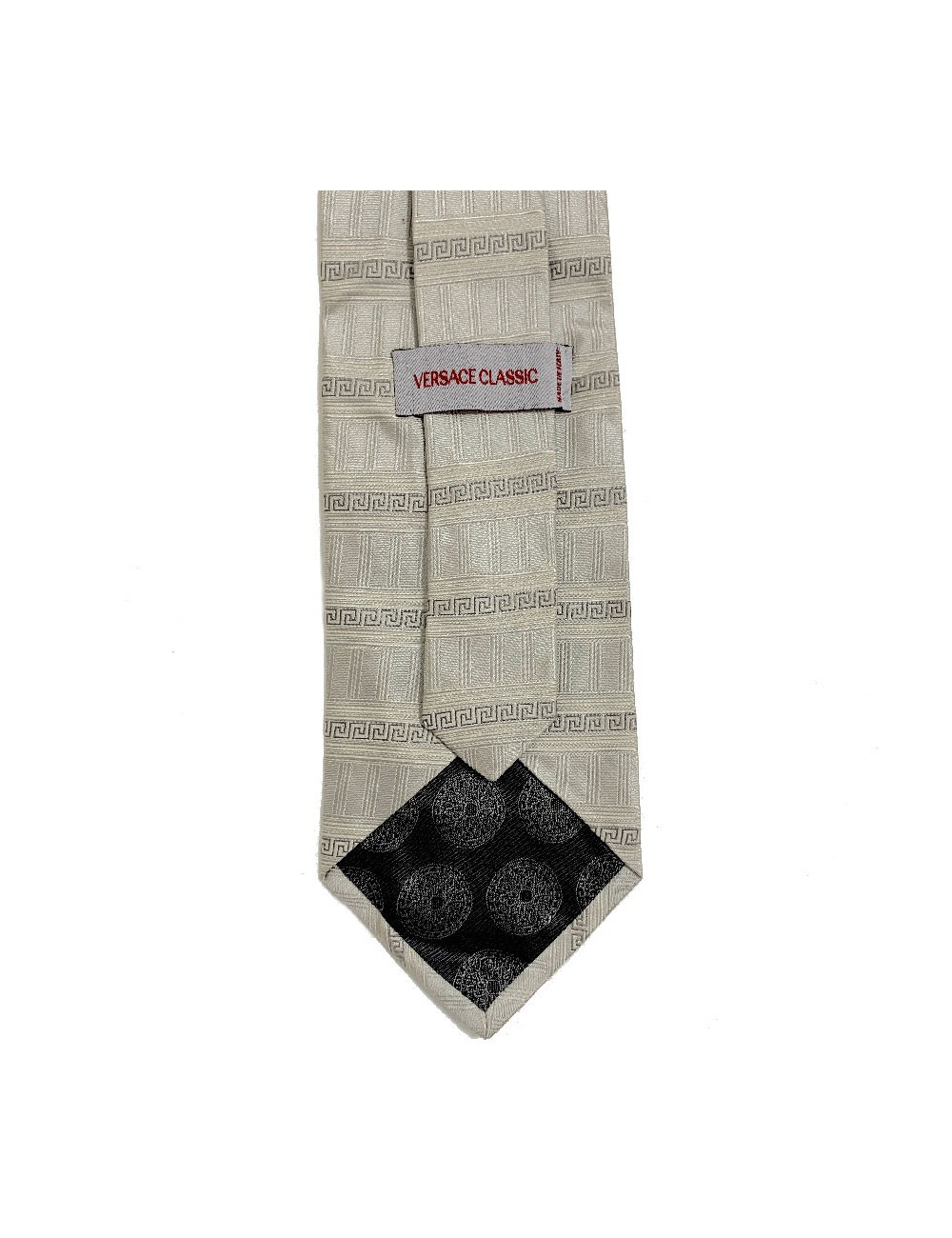 Cravate VERSACE CLASSIC beige à motifs gris