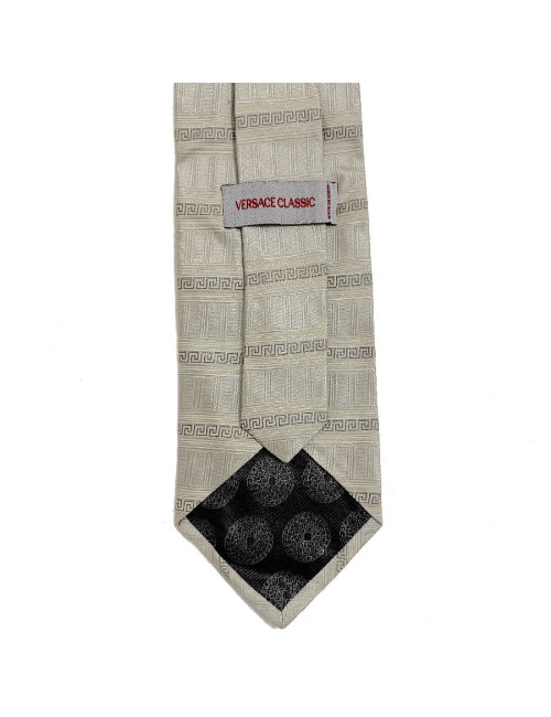 Cravate VERSACE CLASSIC beige à motifs gris