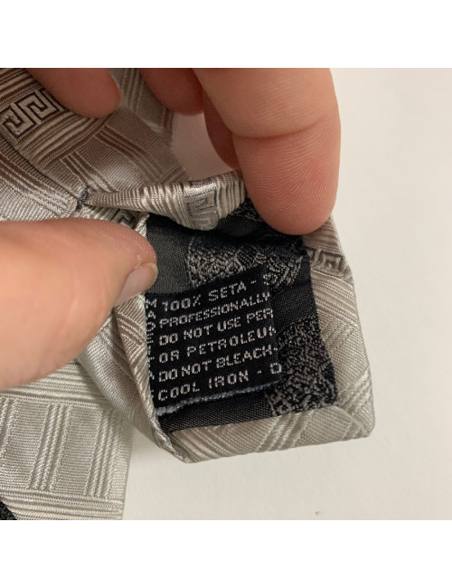 Cravate VERSACE CLASSIC beige à motifs gris