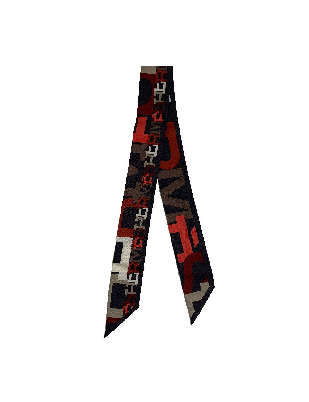 Foulard HERMES Twilly marron en soie