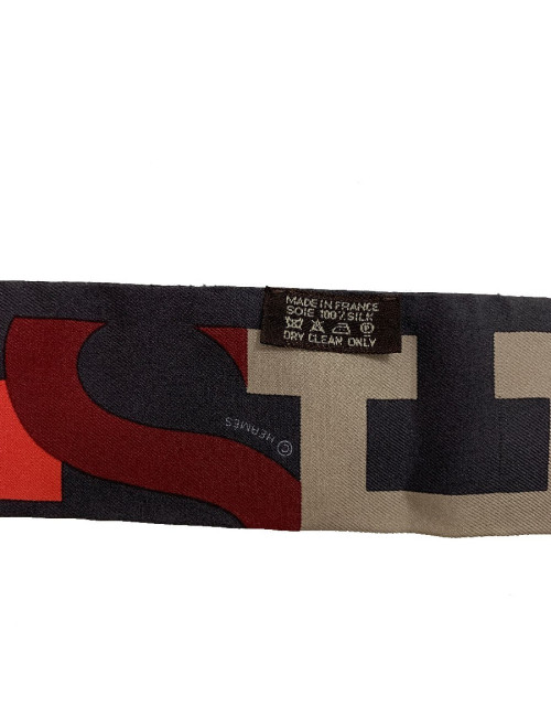 Foulard HERMES Twilly marron en soie