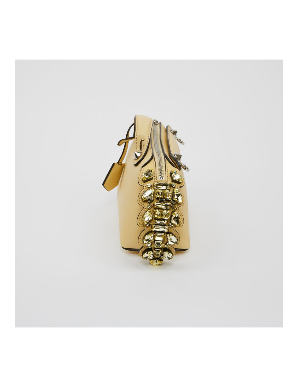 Sac FENDI jaune pale et strass