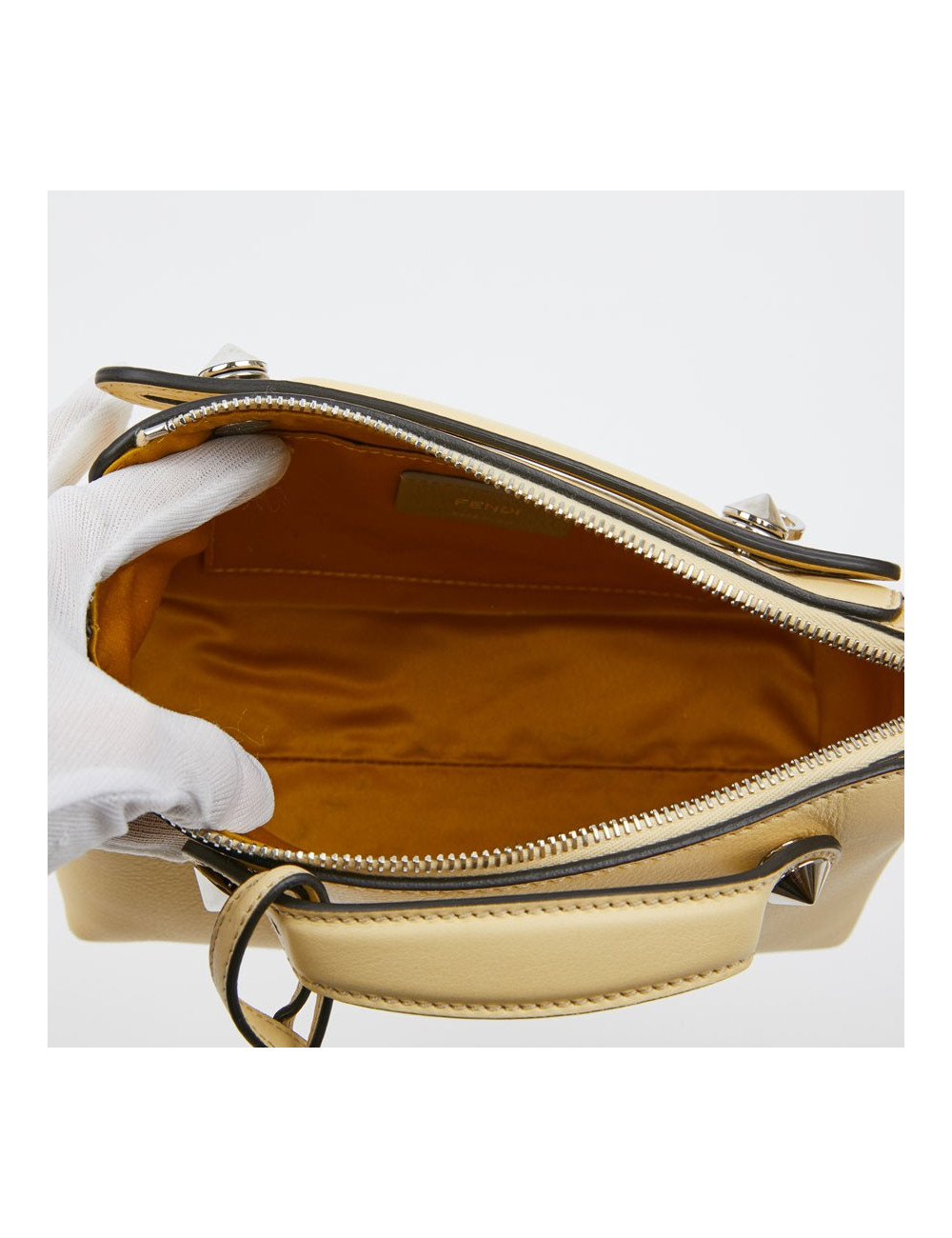 Sac FENDI jaune pale et strass