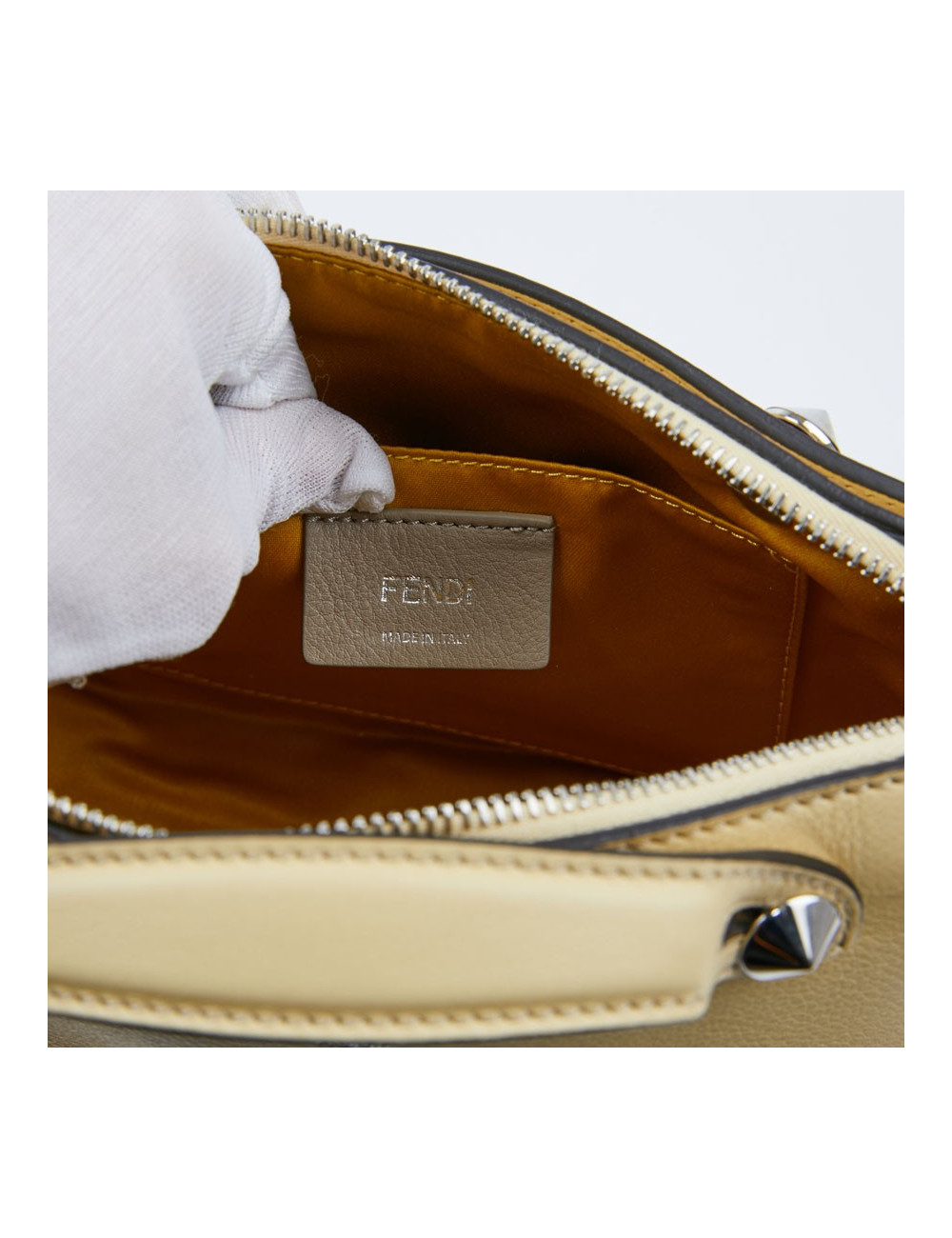 Sac FENDI jaune pale et strass