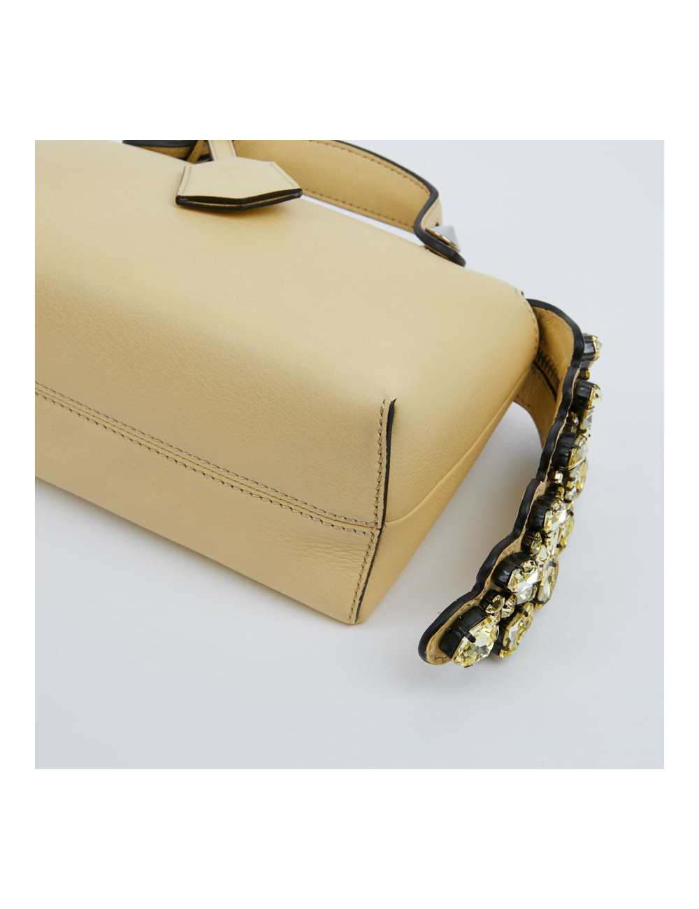 Sac FENDI jaune pale et strass