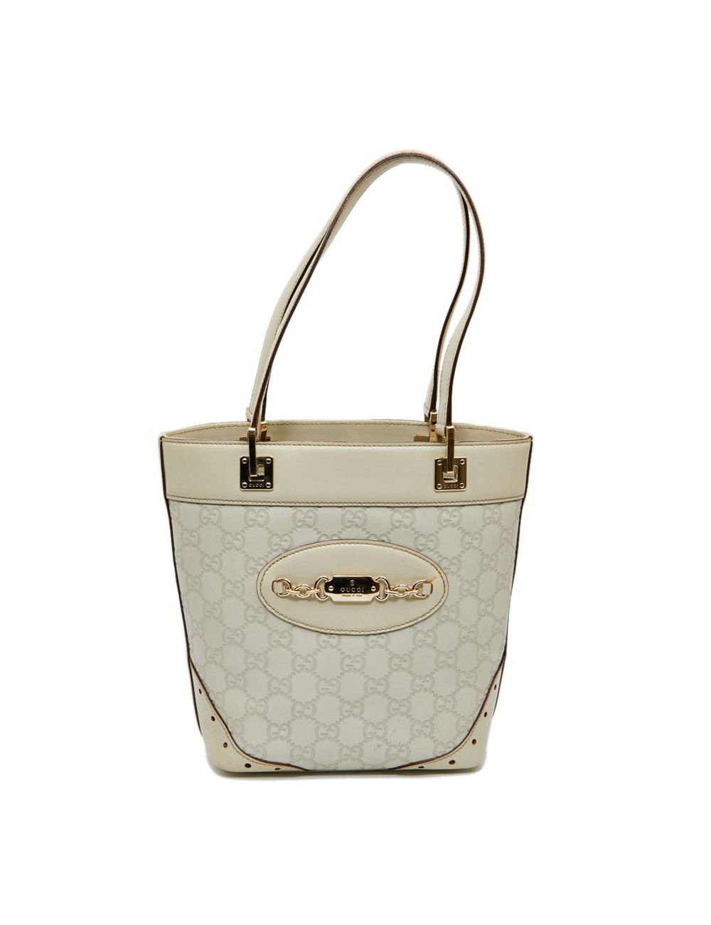 Sac seau GUCCI cuir embossé beige