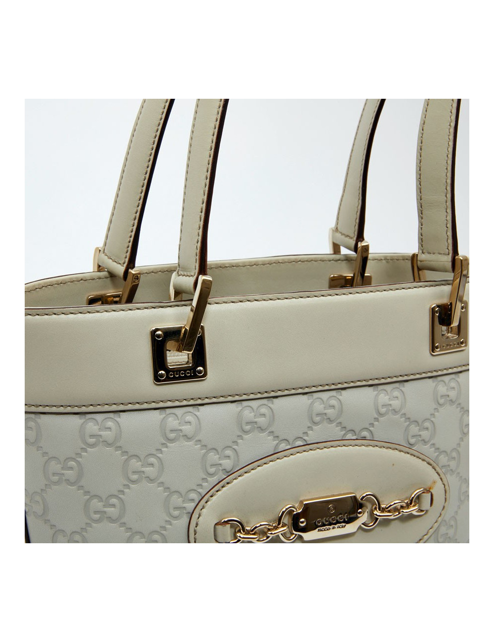 Sac seau GUCCI cuir embossé beige