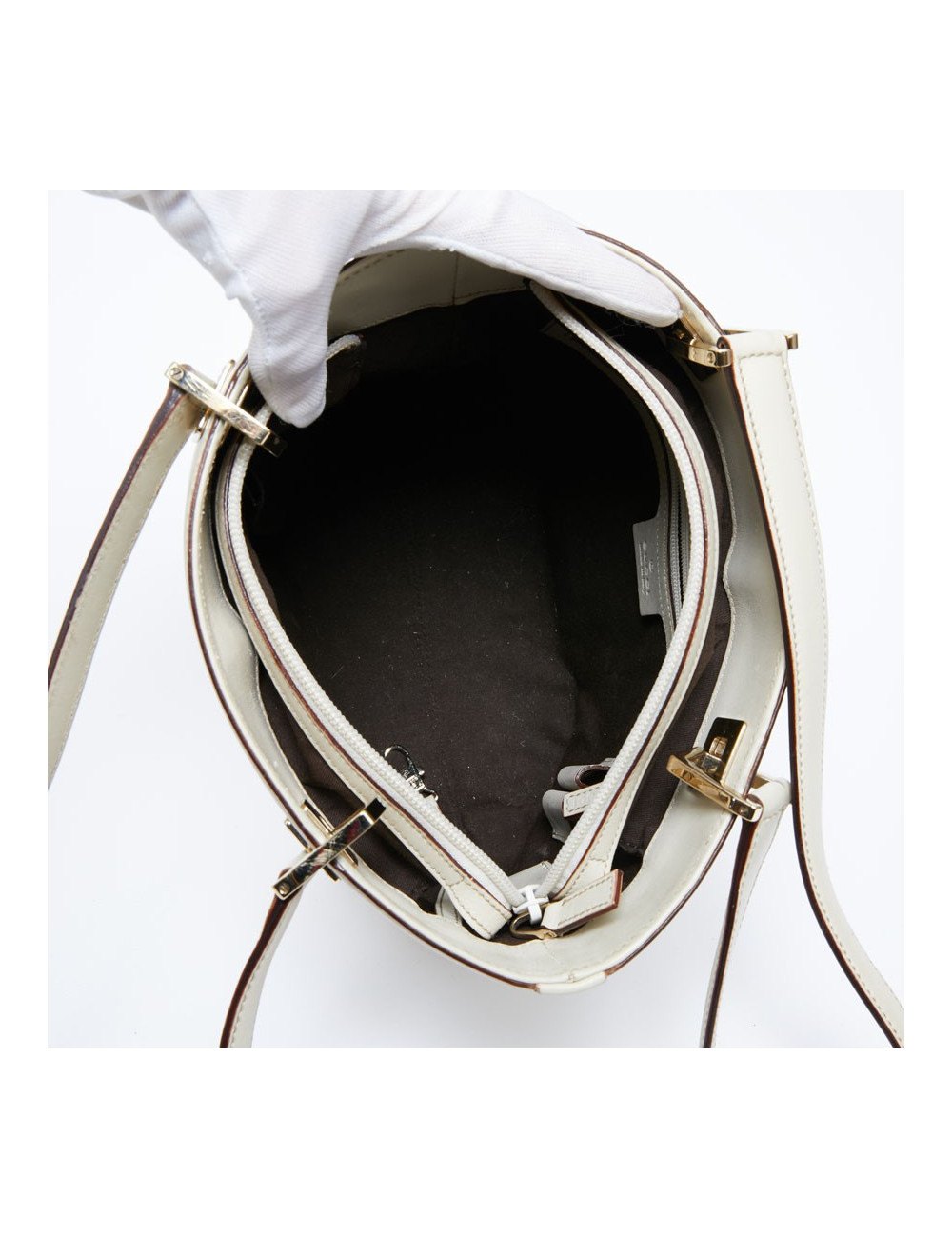 Sac seau GUCCI cuir embossé beige