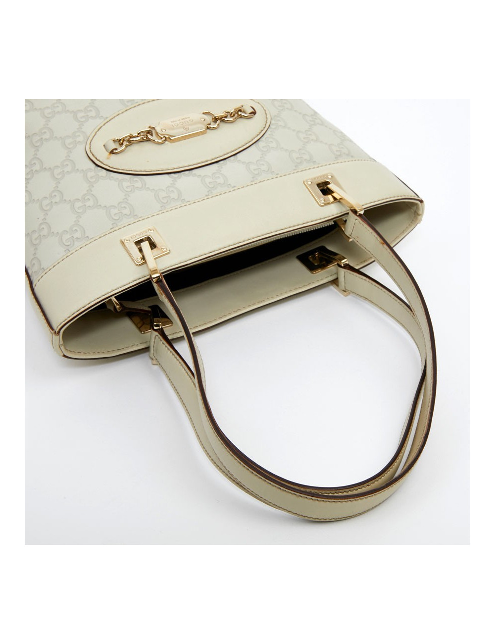 Sac seau GUCCI cuir embossé beige