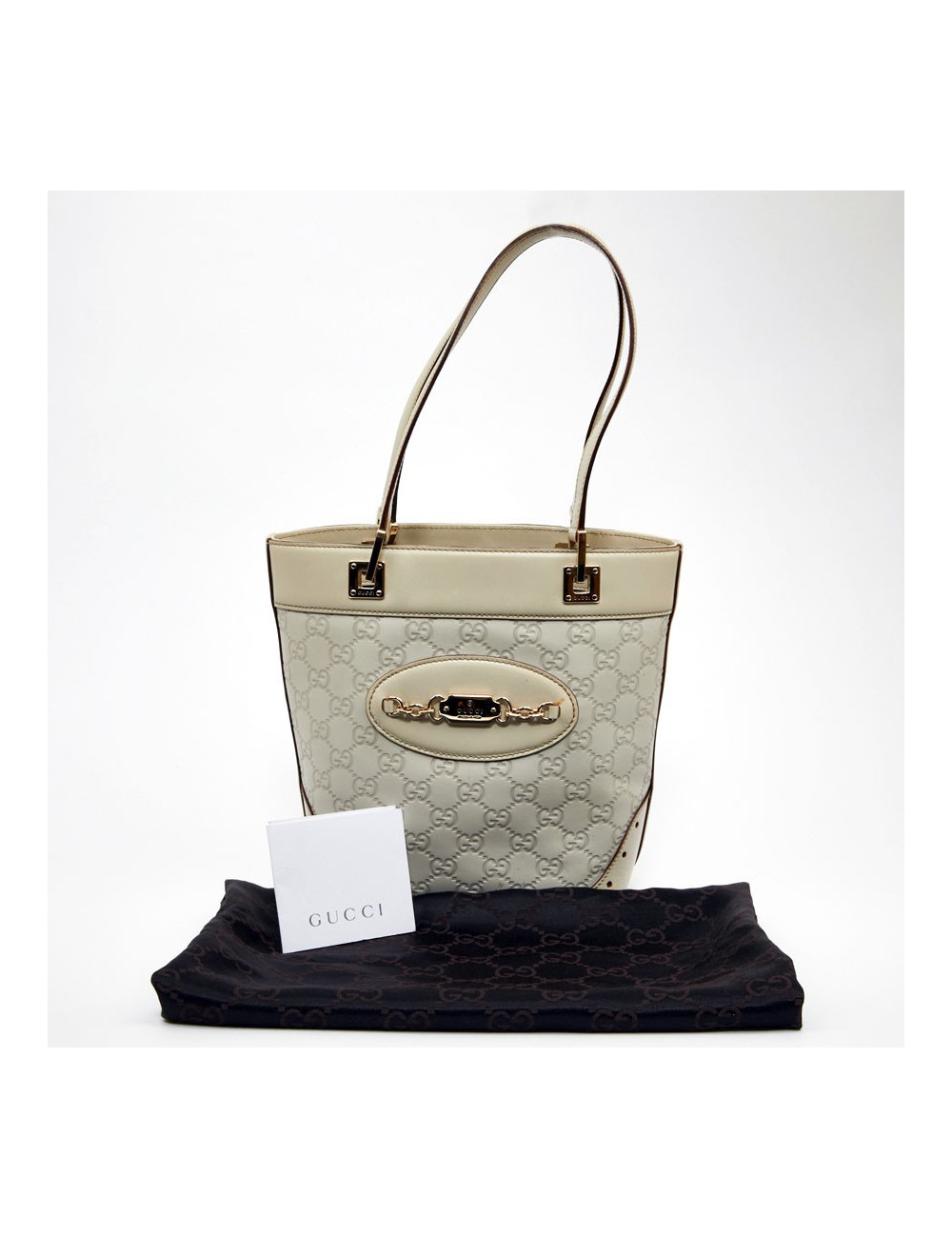 Sac seau GUCCI cuir beige