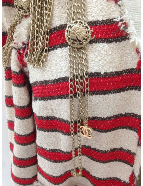 Veste CHANEL en tweed et chaînes T 