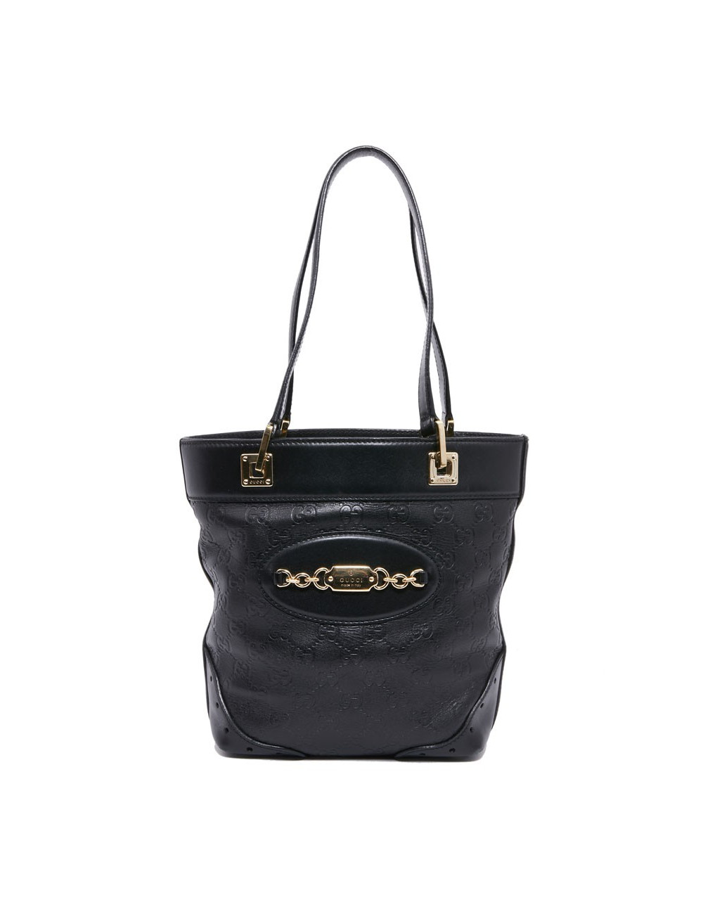 Sac seau GUCCI cuir noir et toile camouflage