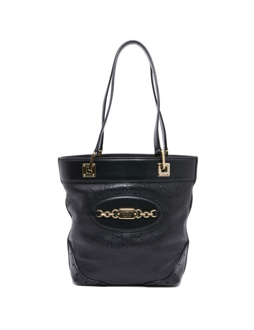 Sac seau GUCCI cuir noir et toile camouflage