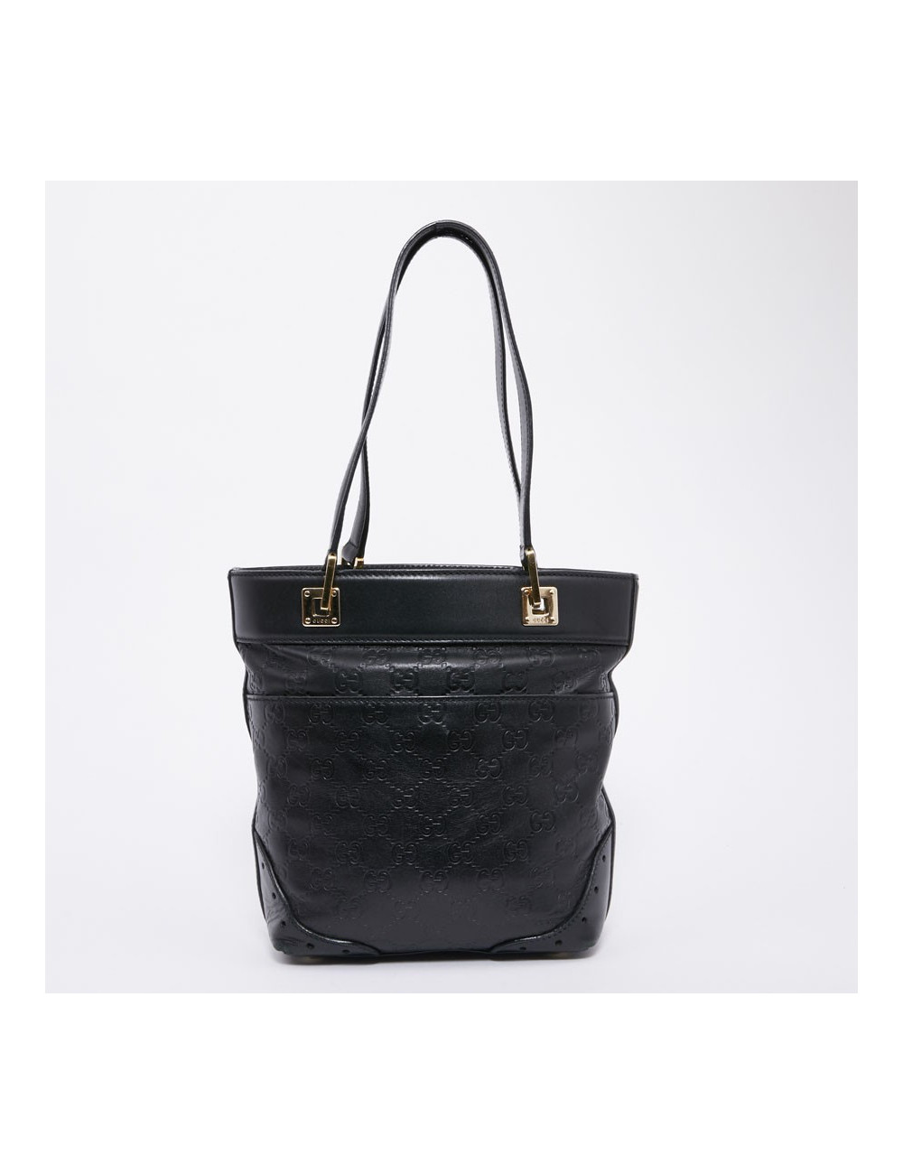 Sac seau GUCCI cuir noir et toile camouflage