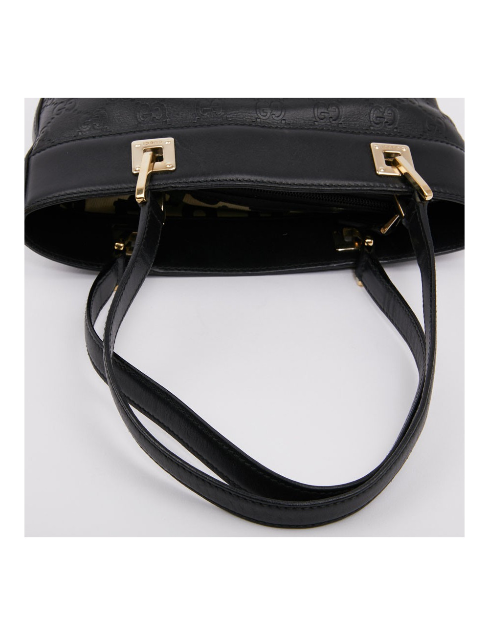 Sac seau GUCCI cuir noir et toile camouflage