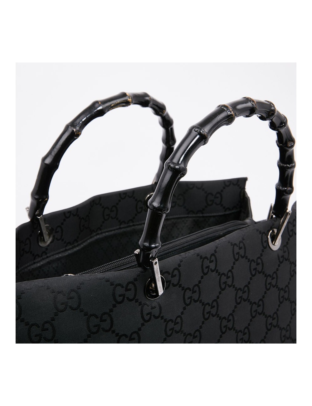 Sac GUCCI "Bamboo" toile monogramme noire