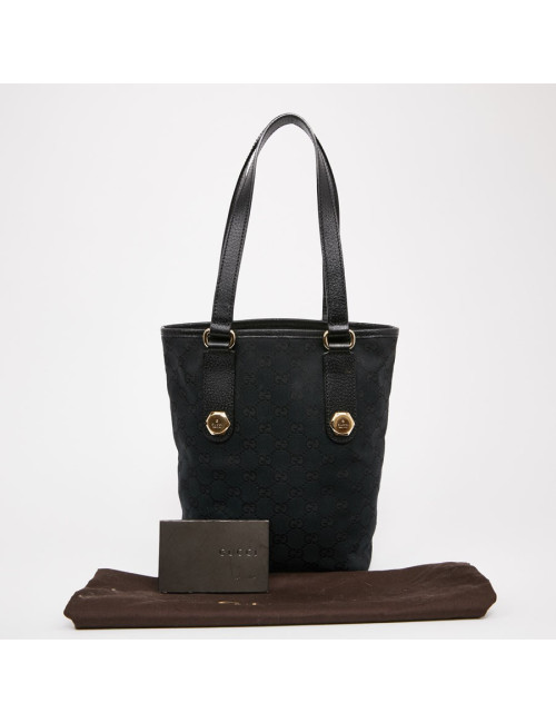 Sac seau GUCCI cuir grainé noir