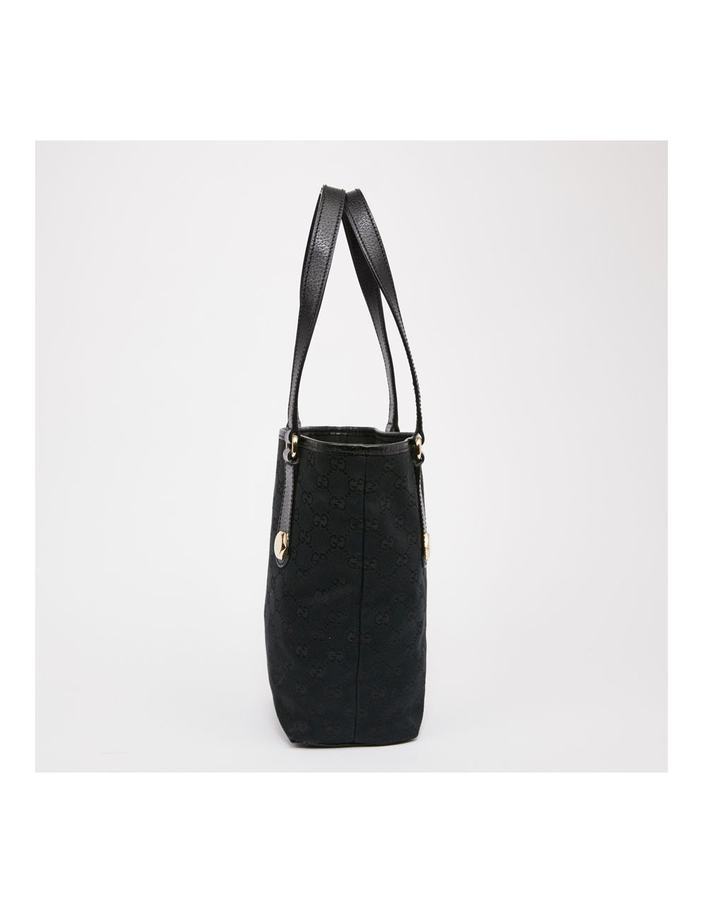 Sac seau GUCCI cuir grainé noir