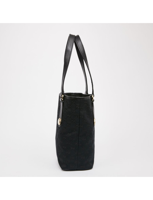 Sac seau GUCCI cuir grainé noir