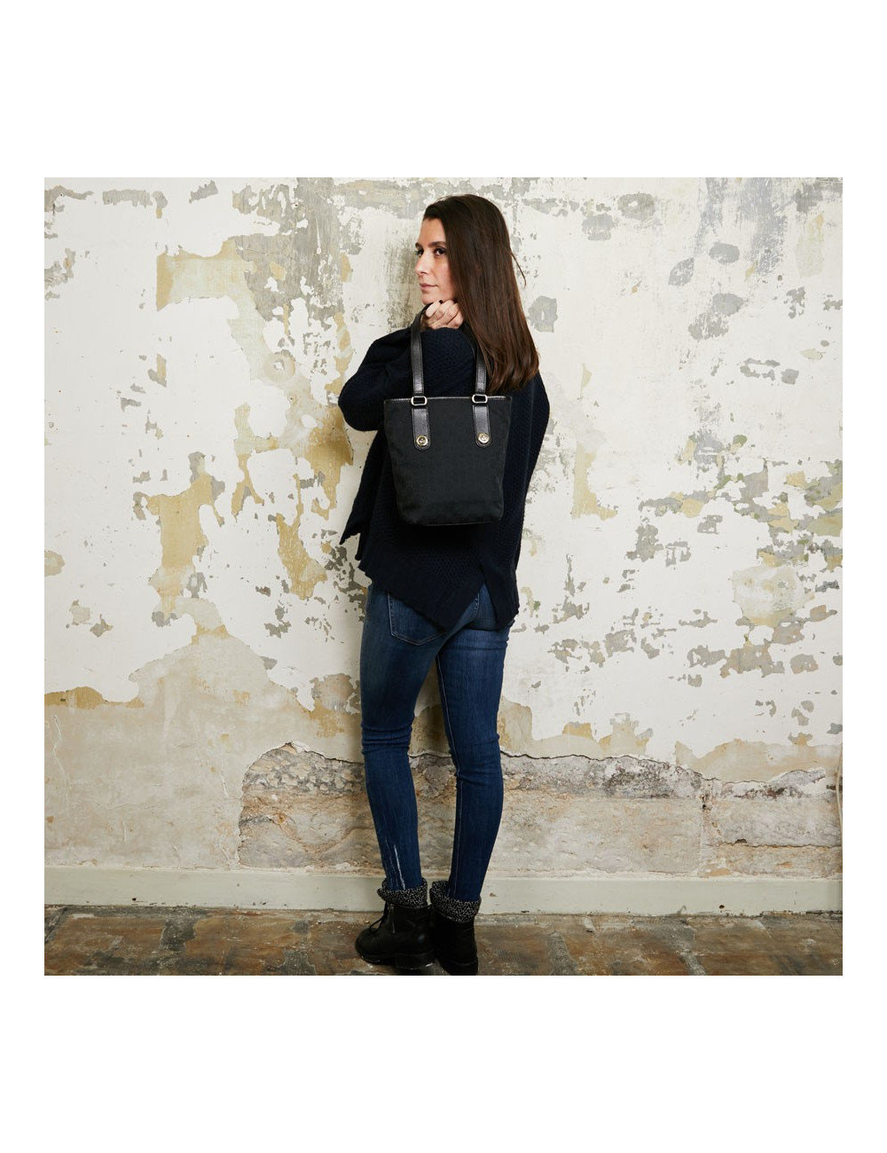 Sac seau GUCCI toile noir