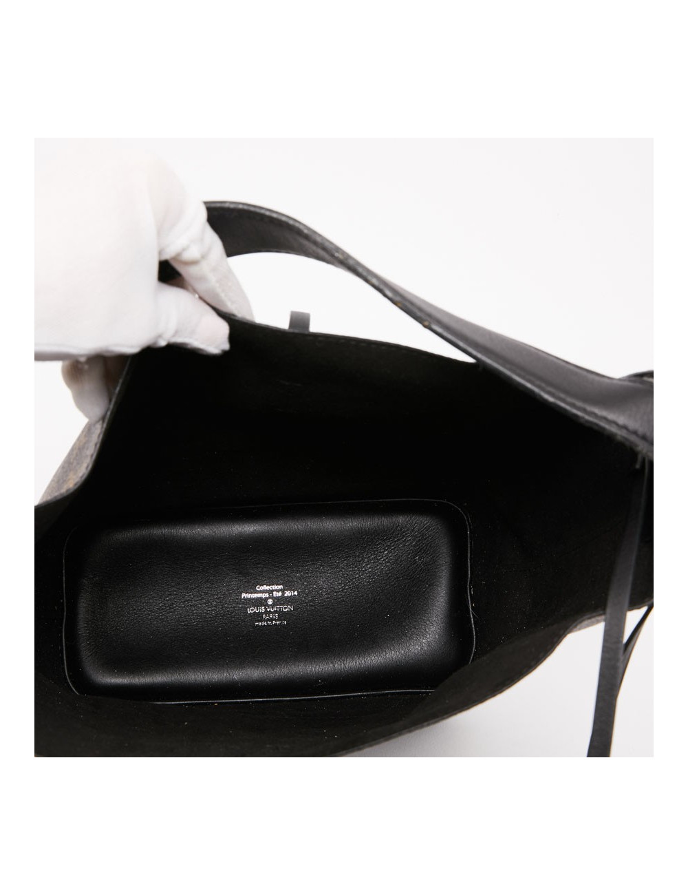 Sac seau LOUIS VUITTON toile monogram et cuir noir