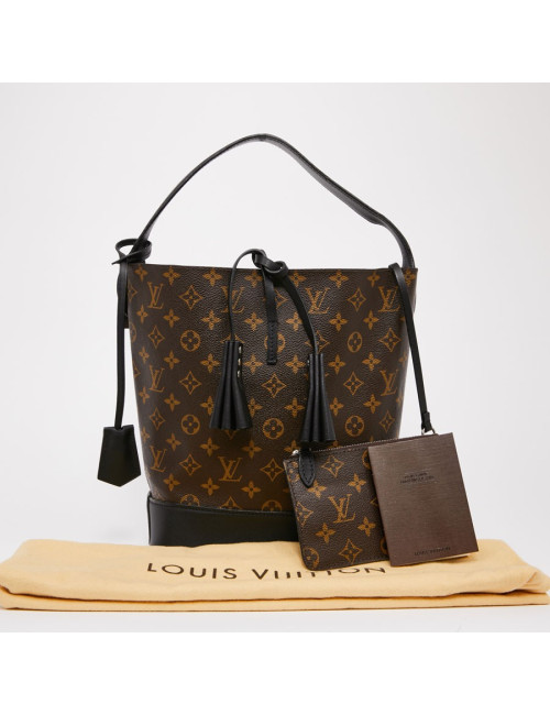 Sac seau LOUIS VUITTON toile monogram et cuir noir