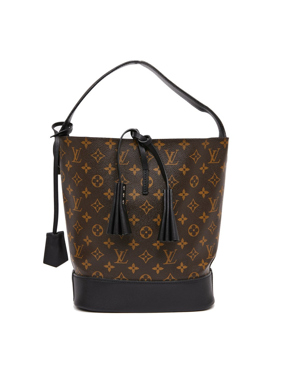 Sac seau LOUIS VUITTON toile monogram et cuir noir