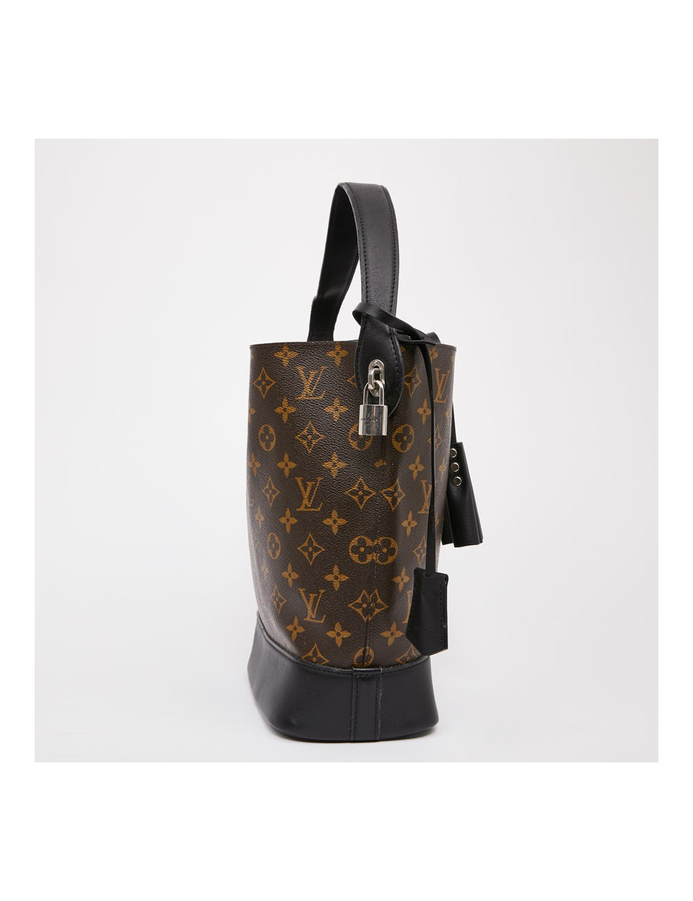 Sac seau LOUIS VUITTON toile monogram et cuir noir