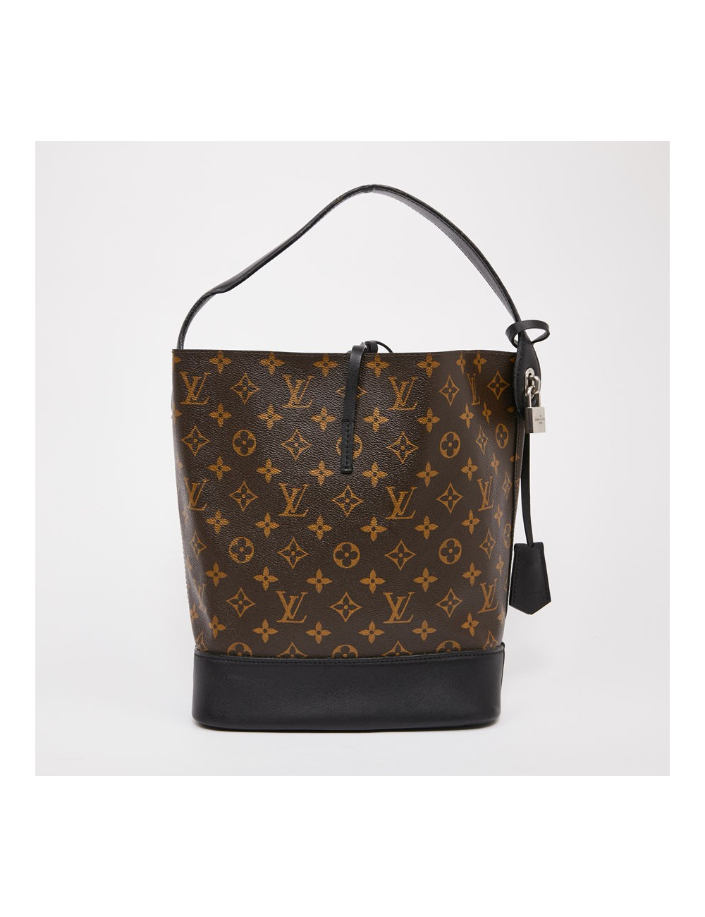 Sac seau LOUIS VUITTON toile monogram et cuir noir