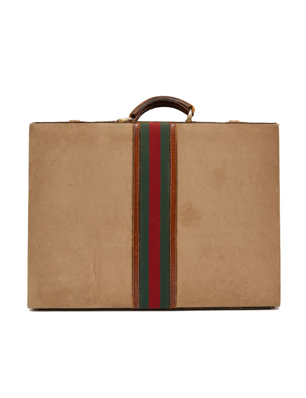 Attaché case GUCCI vintage toile et cuir beige