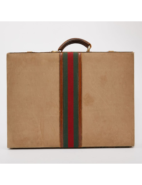 Attaché case GUCCI vintage toile et cuir beige
