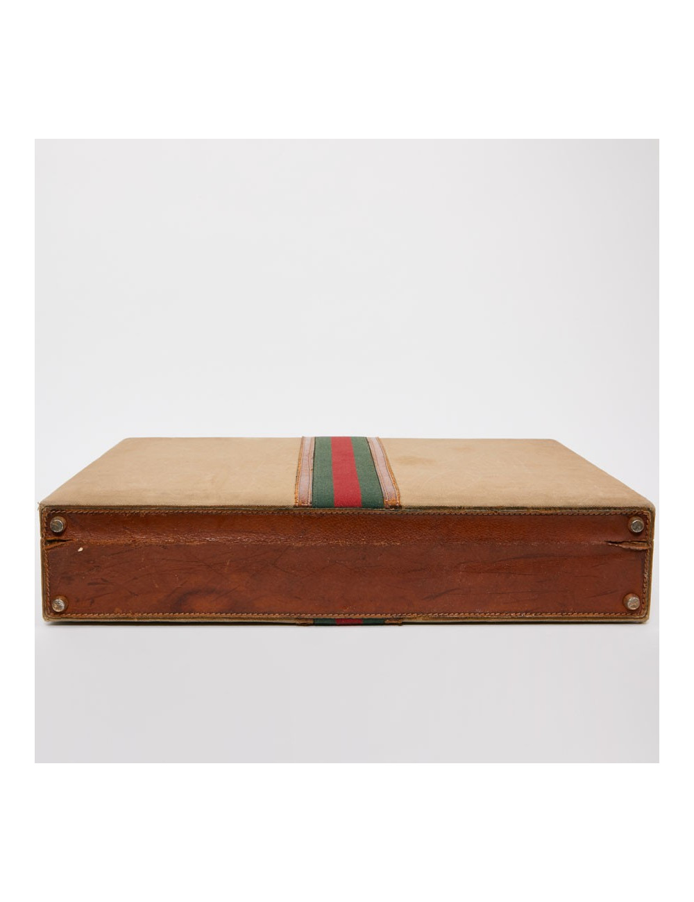 Attaché case GUCCI vintage toile et cuir beige