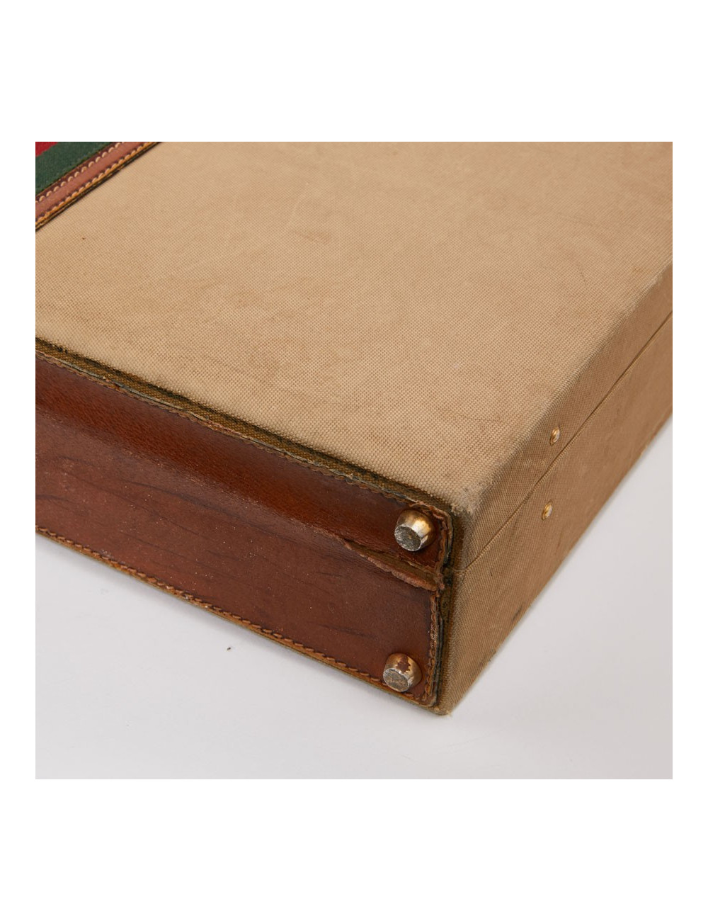 Attaché case GUCCI vintage toile et cuir beige