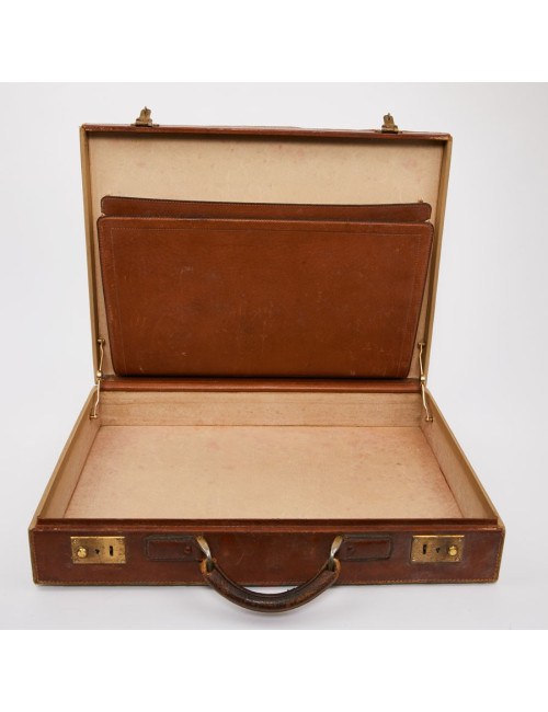 Attaché case GUCCI vintage toile et cuir beige