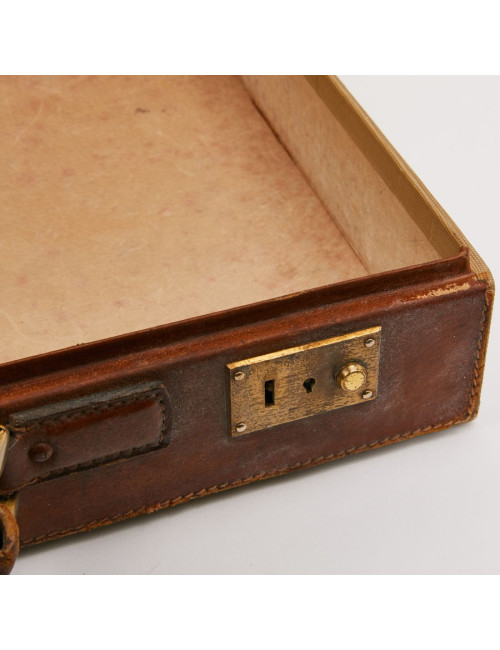 Attaché case GUCCI vintage toile et cuir beige