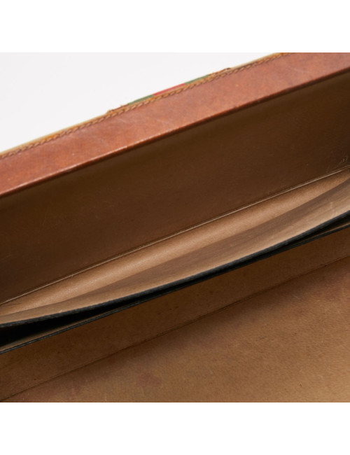 Attaché case GUCCI vintage toile et cuir beige