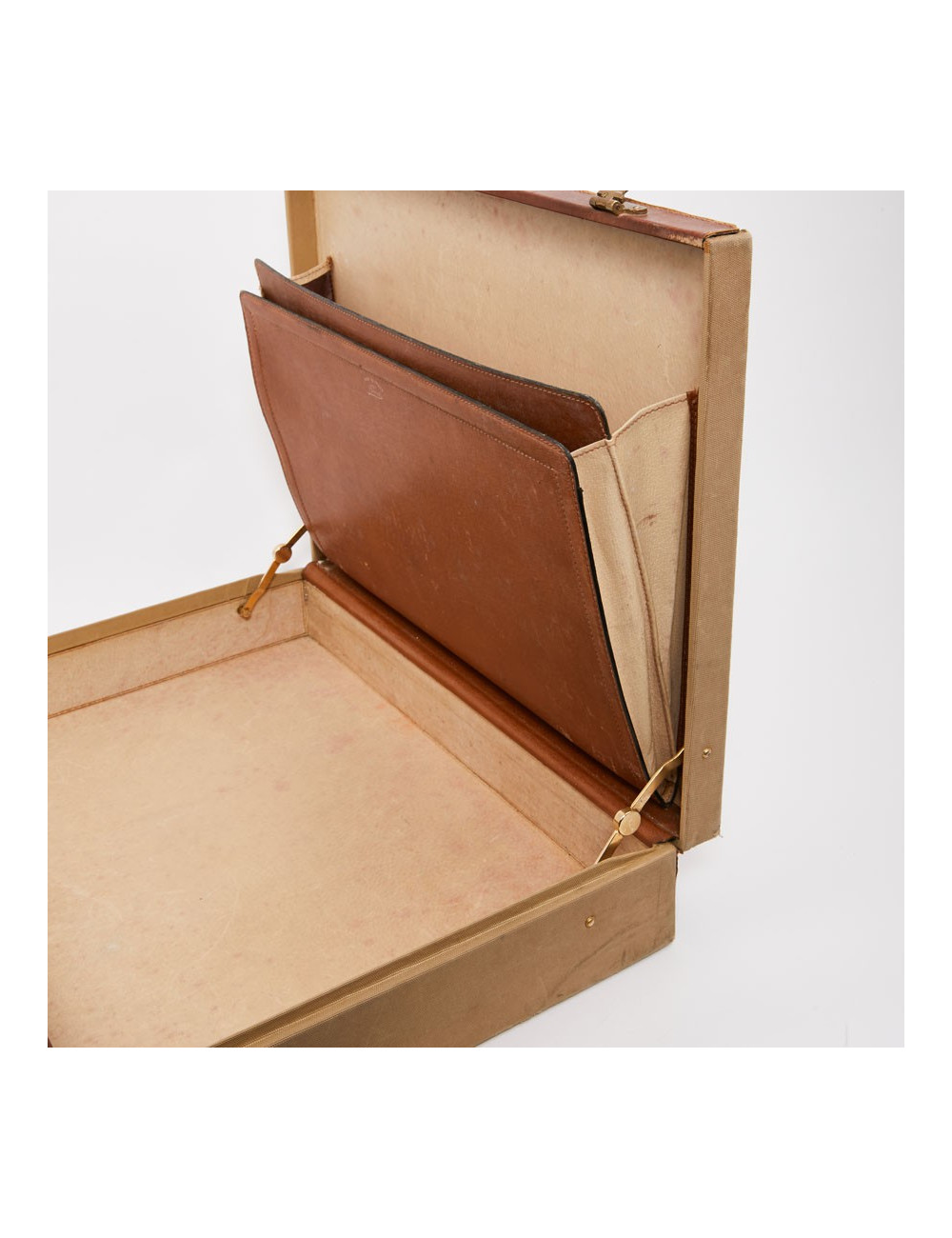 Attaché case GUCCI vintage toile et cuir beige