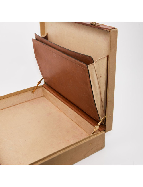Attaché case GUCCI vintage toile et cuir beige