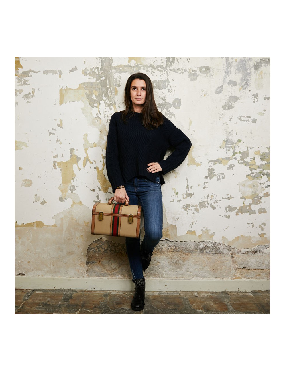 Vanity case GUCCI vintage toile et cuir beige