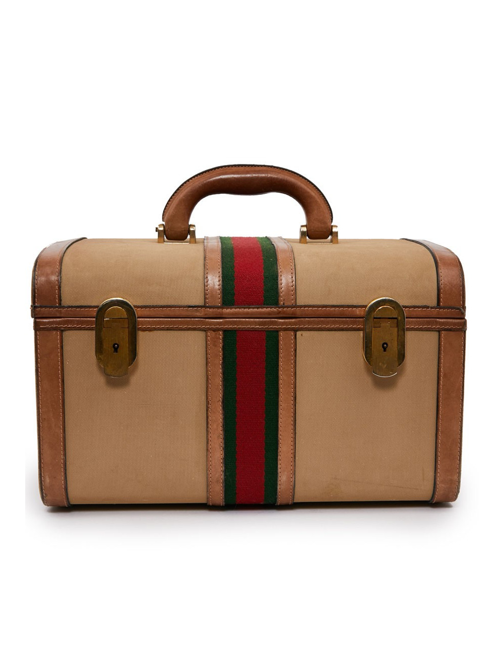 Vanity case GUCCI vintage toile et cuir beige