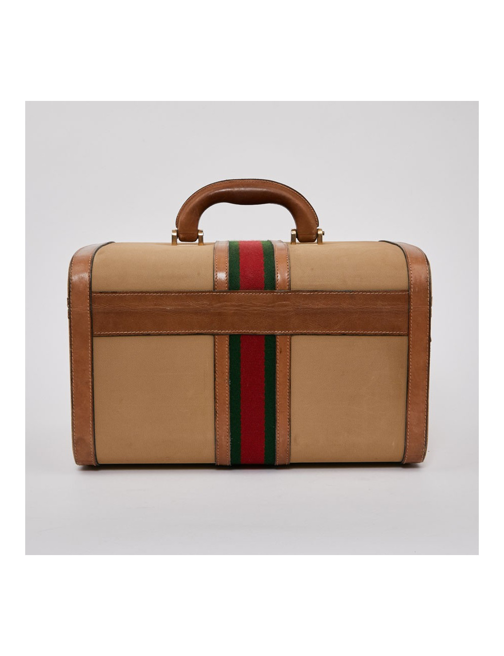 Vanity case GUCCI vintage toile et cuir beige