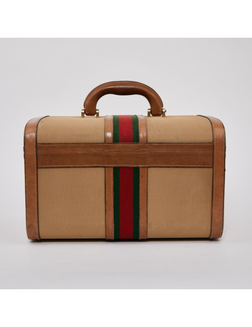 Vanity case GUCCI vintage toile et cuir beige