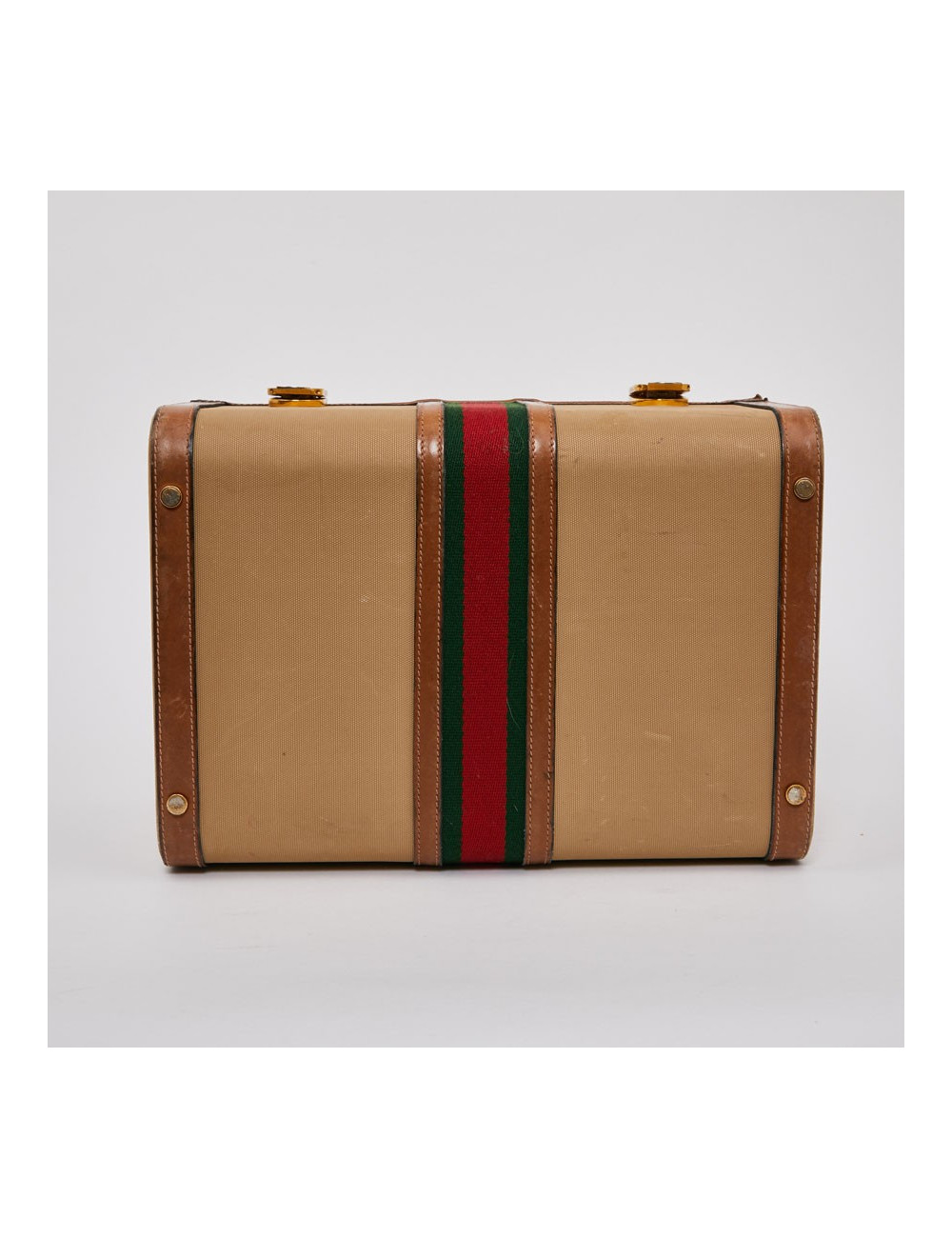 Vanity case GUCCI vintage toile et cuir beige