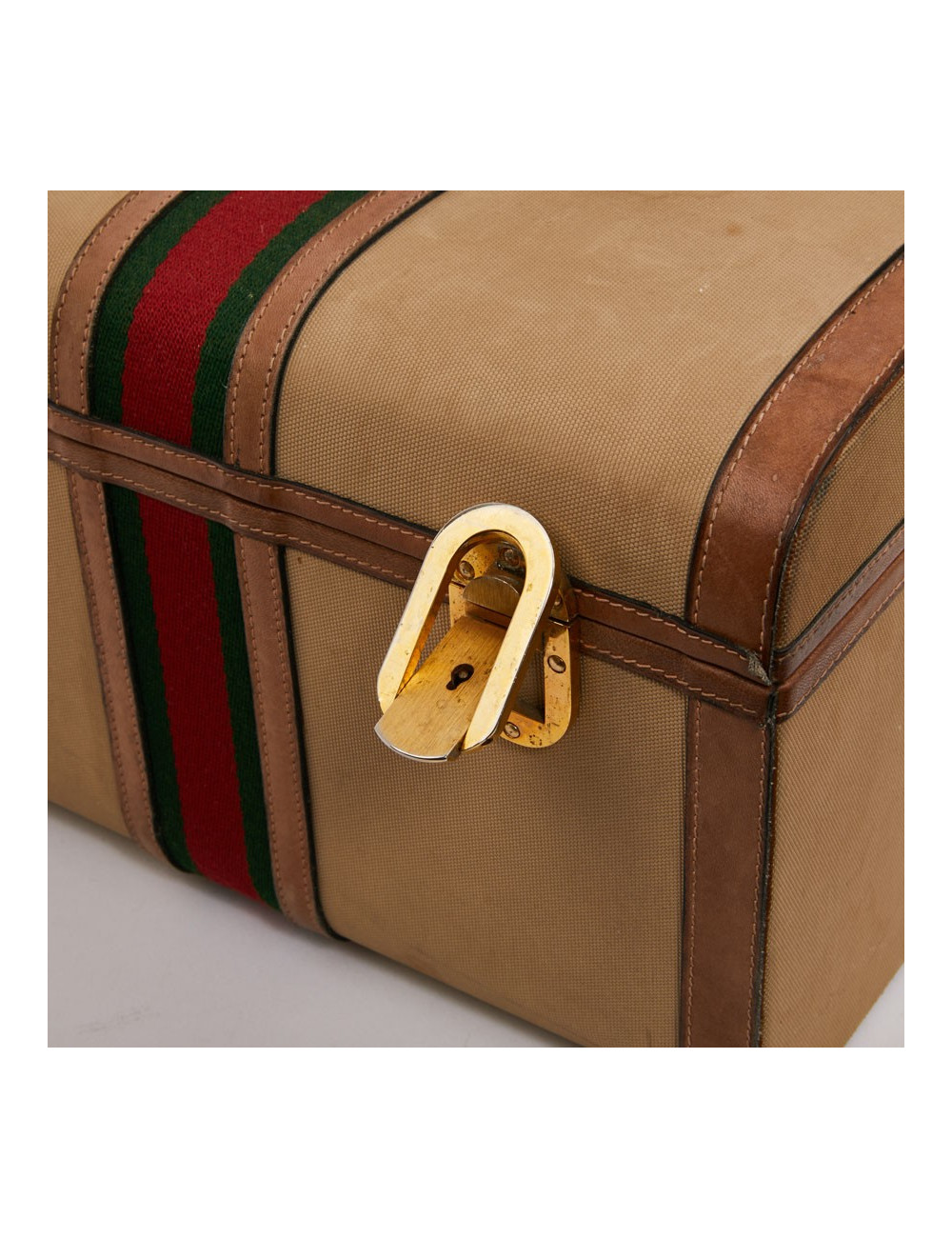 Vanity case GUCCI vintage toile et cuir beige