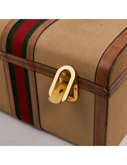 Vanity case GUCCI vintage toile et cuir beige