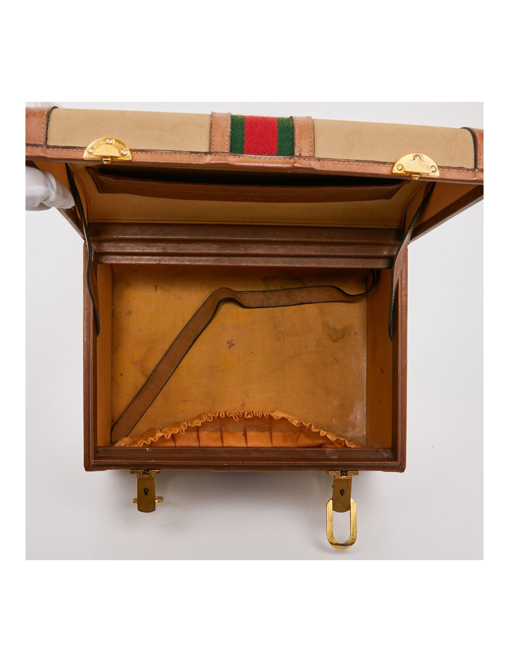 Vanity case GUCCI vintage toile et cuir beige