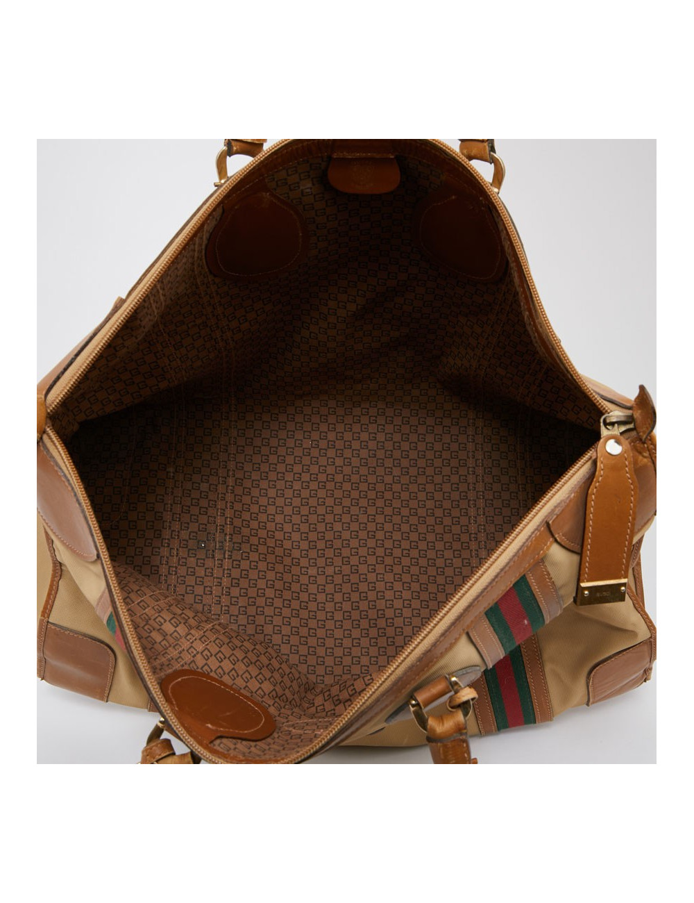 Sac Weekender GUCCI vintage toile et cuir beige