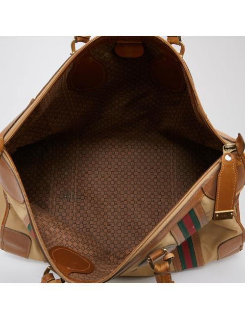 Sac Weekender GUCCI vintage toile et cuir beige