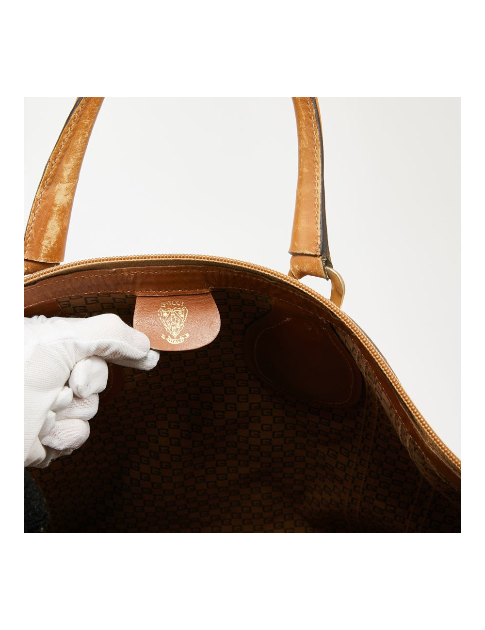 Weekender GUCCI vintage toile et cuir beige