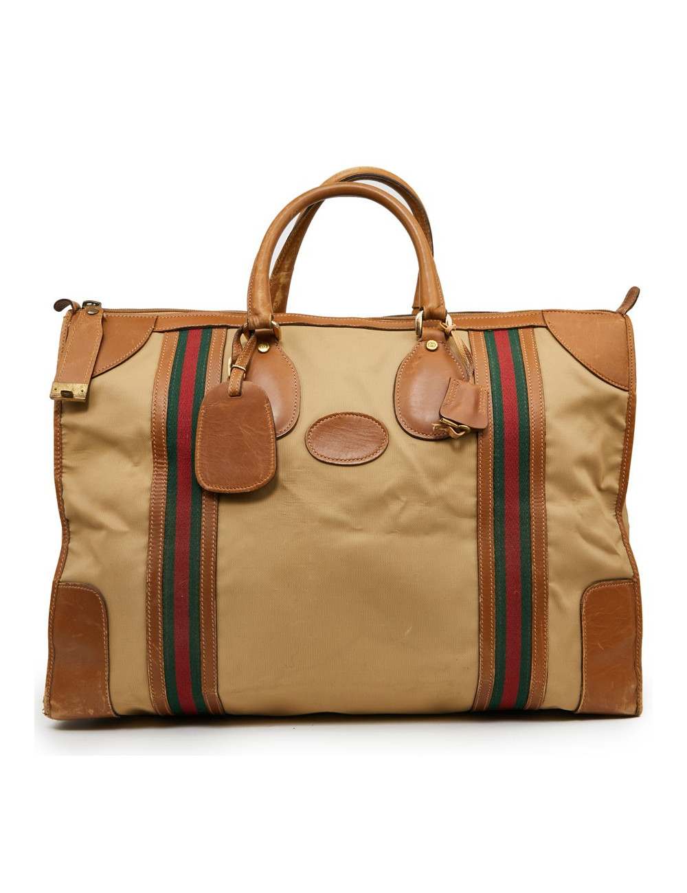Weekender GUCCI vintage toile et cuir beige